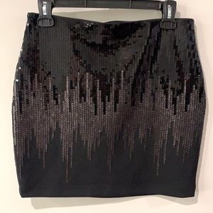 Express Black Ombré Sequined Mini Skirt